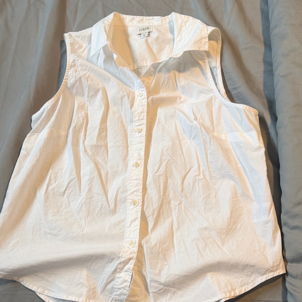 J. Crew White Sleeveless Button-Down Shirt NWOT